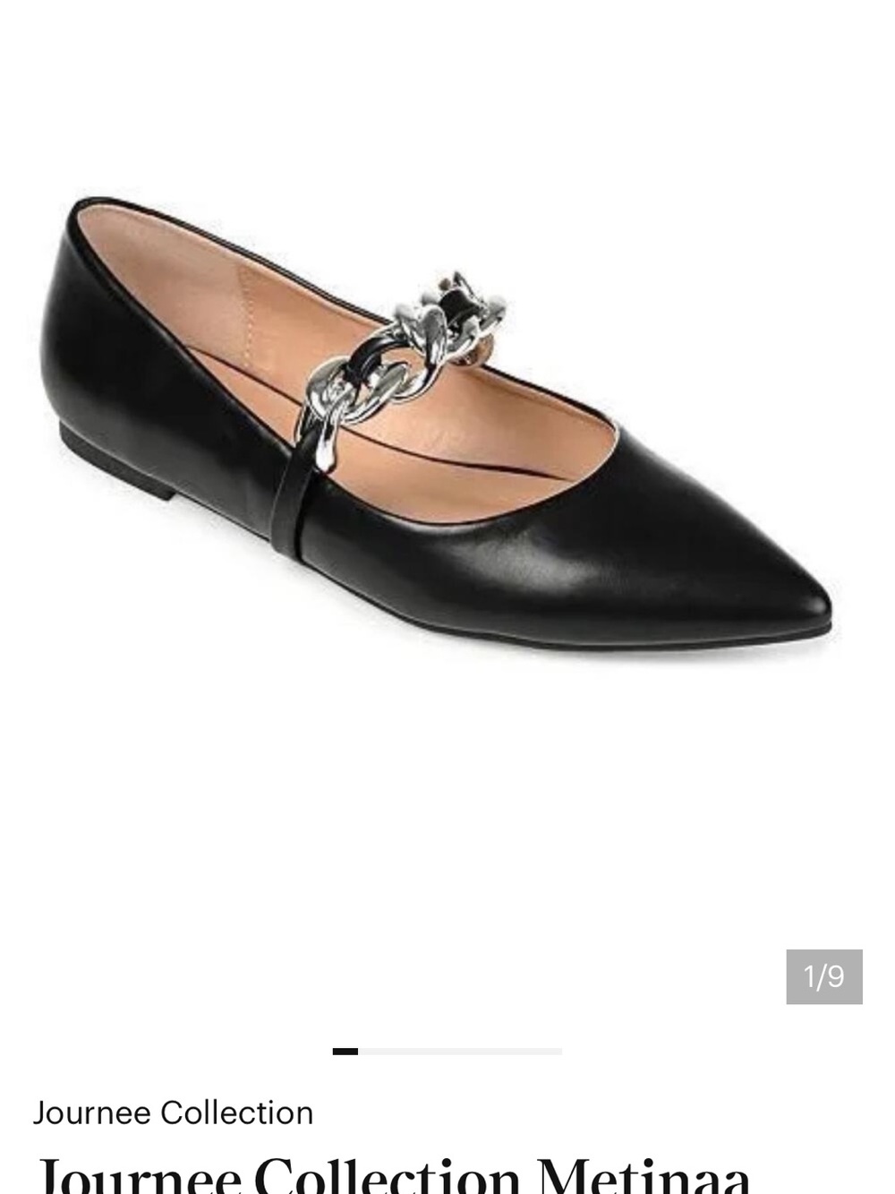 Journee Collection Black Pointed Chain-Strap Mary Jane Flats